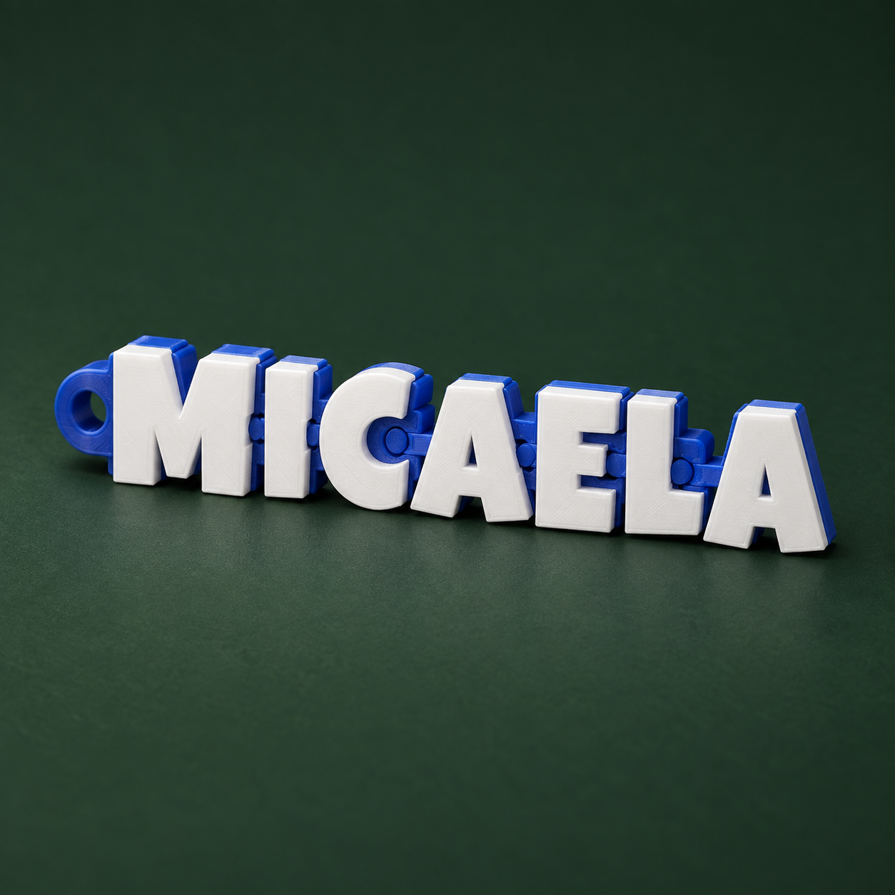 Articulated name keychain customised for 3D printing